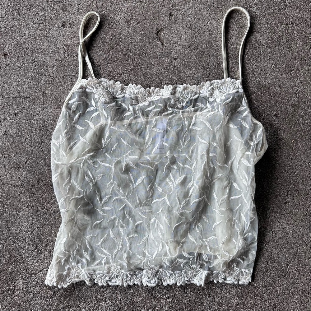 Wonderbra Sheer Lace Print Crop Cami Top